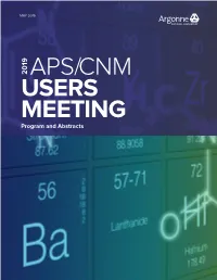 2019 APS/CNM USERS MEETING Program and Abstracts