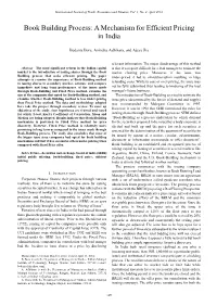 Book Building Process: a Mechanism for Efficient Pricing in India