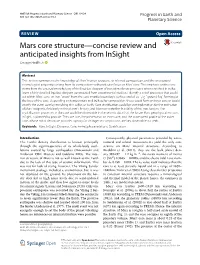 Mars Core Structure—Concise Review and Anticipated Insights from Insight George Helffrich