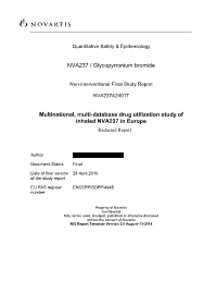 NVA237 / Glycopyrronium Bromide Multinational, Multi-Database Drug