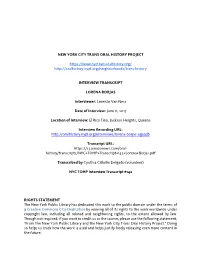 NYC TOHP Transcript 142 Lorena Borjas