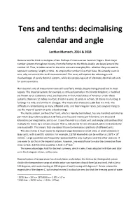 Tens and Tenths: Decimalising Calendar and Angle