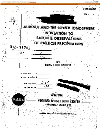 Gpo Price $ a Aurora and the Lower Ionosphere in Relation to Satellite Observations of Particle Precipitation
