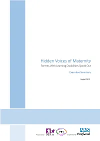 Hidden Voices of Maternity Parents with Learning Disabilities Speak Out
