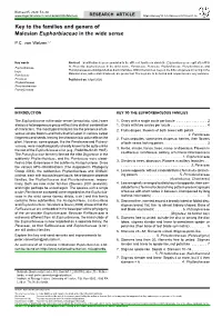 Key to the Families and Genera of Malesian &lt;I&gt;Euphorbiaceae&lt;/I&gt; in the Wide Sense