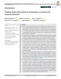 Positive Biotic Interactions in Freshwaters: a Review and Research Directive