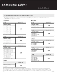 Device Tier Schedule