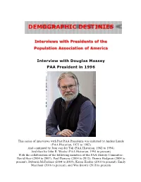 Interview with Douglas Massey PAA President in 1996