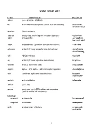 Stems for Nonproprietary Drug Names