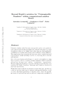 The Notion Of" Unimaginable Numbers" in Computational Number Theory