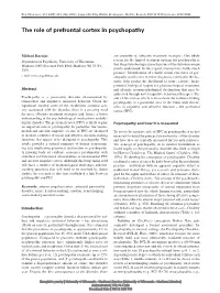 The Role of Prefrontal Cortex in Psychopathy