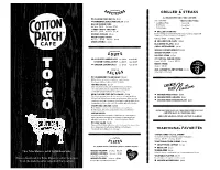 This Togo Menu Is Valid for Midland Only. Please Download the Togo Menu for Other Locations from the Website After Selecting