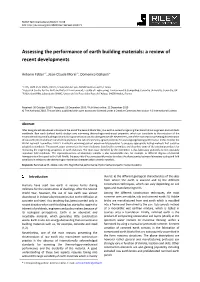 Assessing the Performance of Earth Building Materials: a Review of Recent Developments