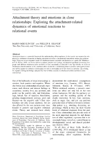Attachment Theory and Emotions in Close Relationships: Exploring the Attachment-Related Dynamics of Emotional Reactions to Relational Events