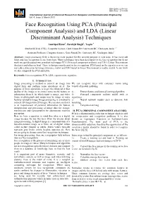 Face Recognition Using PCA (Principal Component Analysis) and LDA (Linear Discriminant Analysis) Techniques