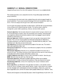 HANDOUT 4.1: SEXUAL ORIENTATIONS Adapted with Permission from the UUA Website