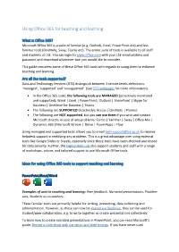 Using Office 365 for Teaching and Learning