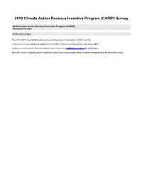 2019 Climate Action Revenue Incentive Program (CARIP) Survey