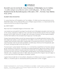 Baseball's Most Devoted Fan Dr. James Penniman, of Philadelphia, Has Two Hobbies - to Collect and Give Away Libraries and to Watch Ball Games