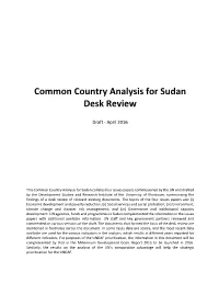 Common Country Analysis for Sudan Desk Review