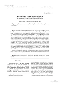 Formulation of Topical Bioadhesive Gel of Aceclofenac Using 3-Level Factorial Design
