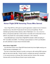 Important Dates for HFDFW Flight 45