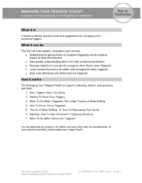 MANAGING YOUR TRIGGERS TOOLKIT: a Practice for Being Resilient in Challenging Circumstances