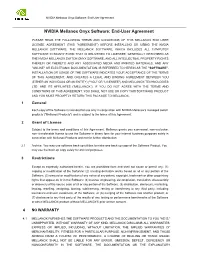 NVIDIA Mellanox Onyx Software: End-User Agreement