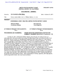 Order Granting Defendants' Motion for Summary Judgment