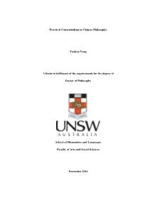 Practical Contextualism in Chinese Philosophy Yuzhou Yang a Thesis