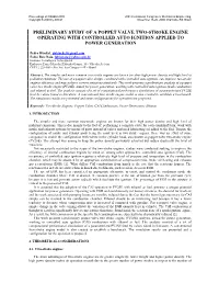 Preliminary Study of a Poppet Valve Two-Stroke Engine Operating with Controlled Auto Ignition Applied to Power Generation