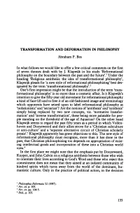 Transformation and Deformation in Philosophy
