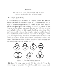Lecture 1 Knots and Links, Reidemeister Moves, Alexander–Conway Polynomial