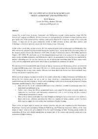 THE UNTAPPED WEALTH of MANUSCRIPTS on INDIAN ASTRONOMY and MATHEMATICS M. D. Srinivas Centre for Policy Studies, Chennai Mdsrinivas50@Gmail.Com