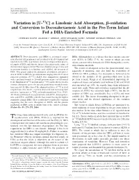 Linolenic Acid Absorption, -Oxidation and Conversion To