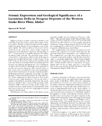 Seismic Expression and Geological Significance of a Lacustrine Delta in Neogene Deposits of the Western Snake River Plain, Idaho1
