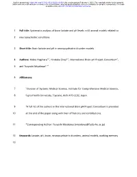 Systematic Analysis of Brain Lactate and Ph Levels in 65 Animal Models Related To