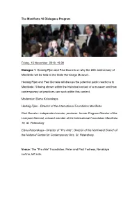 The Manifesta 10 Dialogues Program