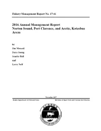2016 Annual Management Report Norton Sound, Port Clarence, and Arctic, Kotzebue Areas