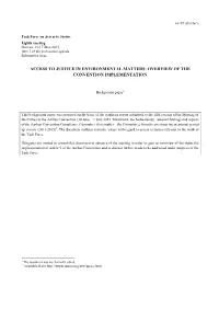 Access to Justice in Environmental Matters: Overview of the Convention Implementation