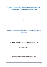 Draft Social Impact Summary of Double Line Corridor on Panvel - Karjat Section