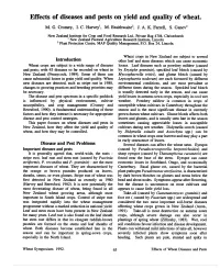 Effects of Diseases and Pests on Yield and Quality of Wheat