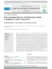 Fish Consumption Behavior and Fish Farming Attitude in Kingdom Of