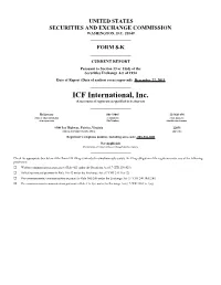 ICF International, Inc. (Exact Name of Registrant As Specified in Its Charter)