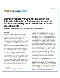 Macroinvertebrate Prey Availability and Fish Diet Selectivity in Relation