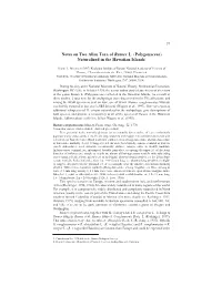 Notes on Two Alien Taxa of Rumex L. (Polygonaceae) Naturalized in the Hawaiian Islands1