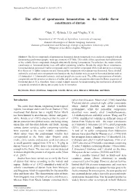 The Effect of Spontaneous Fermentation on the Volatile Flavor Constituents of Durian