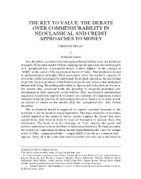 The Key to Value: the Debate Over Commensurability in Neoclassical and Credit Approaches to Money