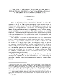 A Proposal to Fill the Gap in Weather Modification Governance