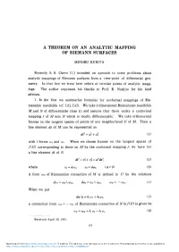 A Theorem on an Analytic Mapping of Riemann Surfaces
